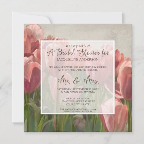 Bridal Shower Pretty Tulip Flowers Rustic Elegant Invitation