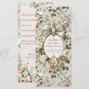 Bridal Shower Program Card   Romantic Blush Rose