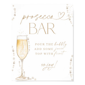 Bridal Shower Prosecco Bar Sign, Pearls & Prosecco Poster