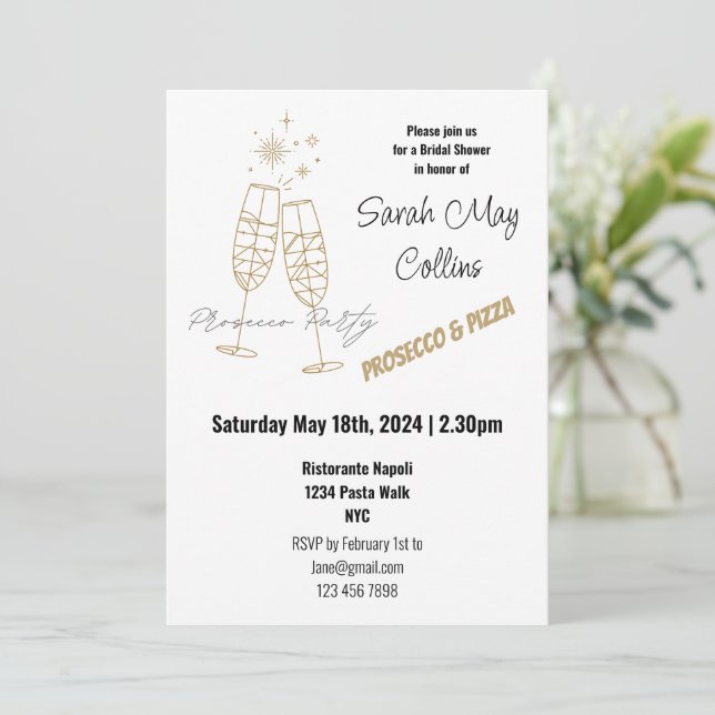 Bridal Shower Prosecco Party Editable Invitation (Standing Front)