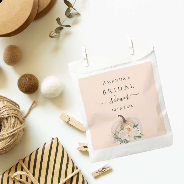 Bridal Shower pumpkin cream blush flowers Favor Bag (Creator Uploaded)