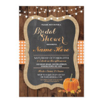 Bridal Shower Pumpkin Fall Wood Burlap Invitation