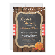 Bridal Shower Pumpkin Fall Wood Chalk Invitation