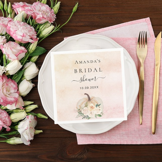 Bridal Shower pumpkin rose gold cream blush Napkins (Creator Uploaded)