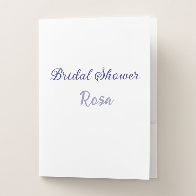 Bridal shower purple add name date elegantstylish  pocket folder (Front)