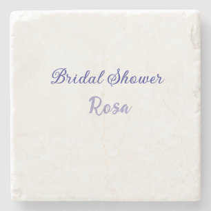 Bridal shower purple add name date elegantstylish stone coaster