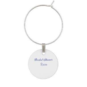 Bridal shower purple add name date elegantstylish  wine charm