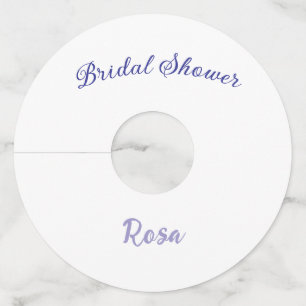 Bridal shower purple add name date elegantstylish wine glass tag