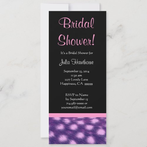 Bridal Shower Purple and Pink Cheetah Print Personalized Announcement