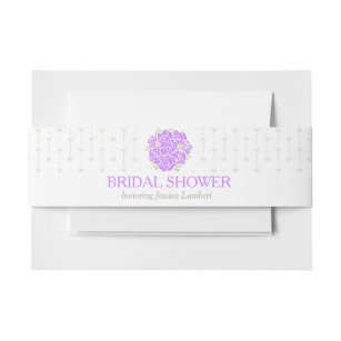 Bridal shower purple flowers grey heart belly band