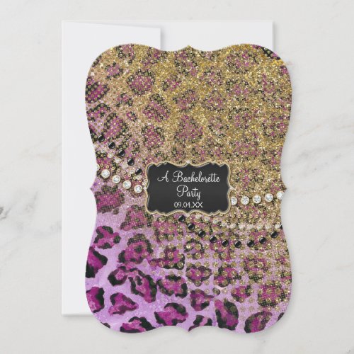 Bridal Shower Purple Gold Leopard Animal Print Invitation