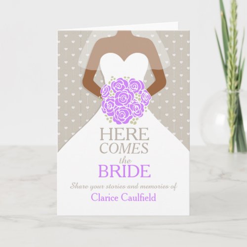 Bridal shower purple memories keepsake card