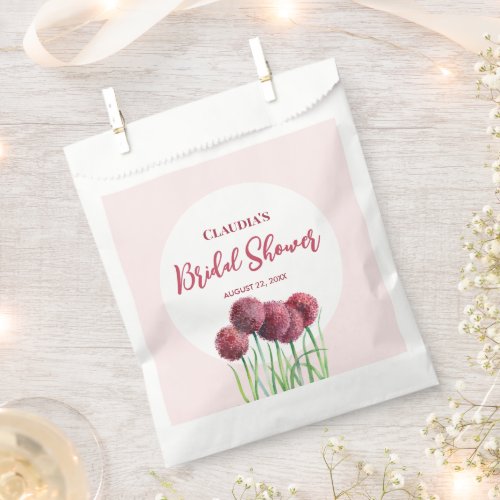 Bridal Shower Purple Pink Allium Floral Watercolor Favor Bag