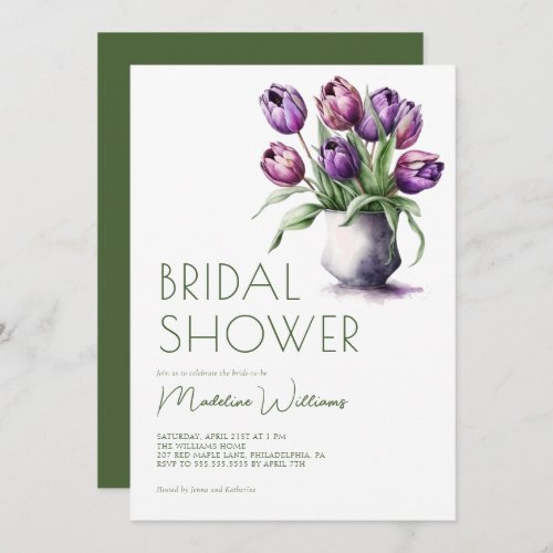BRIDAL SHOWER  Purple Spring Tulip Bouquet Invitation