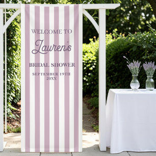 Bridal Shower Purple Striped Welcome Banner