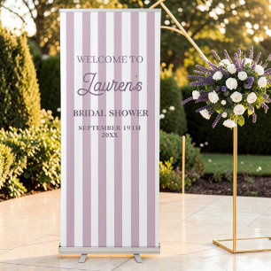 Bridal Shower Purple Striped Welcome Retractable Banner