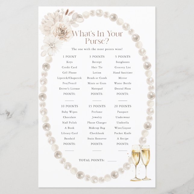 Bridal Shower Purse Game (Front)
