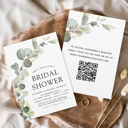 Bridal Shower QR Code Greenery Eucalyptus Invitation