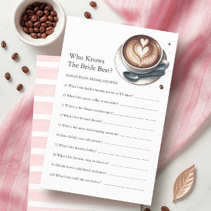 Bridal Shower Questions Game Pink Coffee Theme Flyer