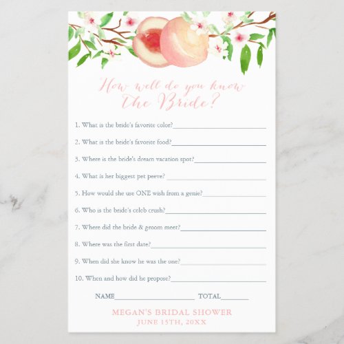 Bridal Shower Quiz Editable Questions Game Card Flyer