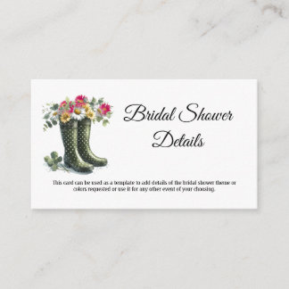 Bridal Shower Rainboots and Daisies Enclosure Card
