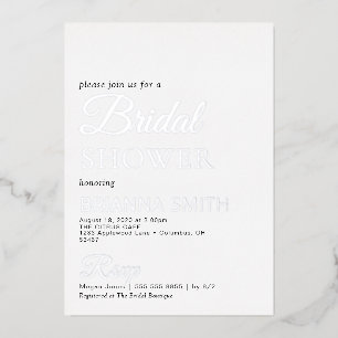 Bridal Shower Real Silver Foil Invitation