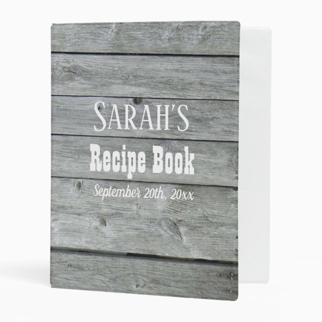 Bridal Shower Recipe Book Country Rustic Wood Barn Mini Binder (Front/Inside)
