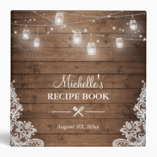 Bridal Shower Recipe Book | Mason Jar Lights Lace Binder