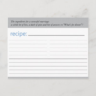Bridal Shower Recipe Card