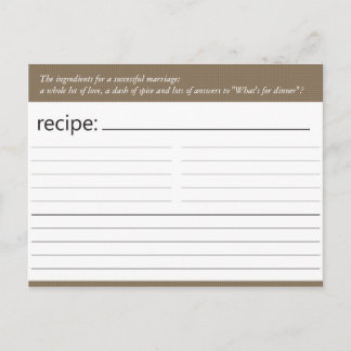 Bridal Shower Recipe Card