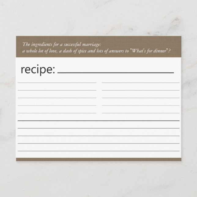 Bridal Shower Recipe Card (Front)