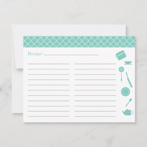 Bridal Shower Recipe Card - Blue Custom Invitations