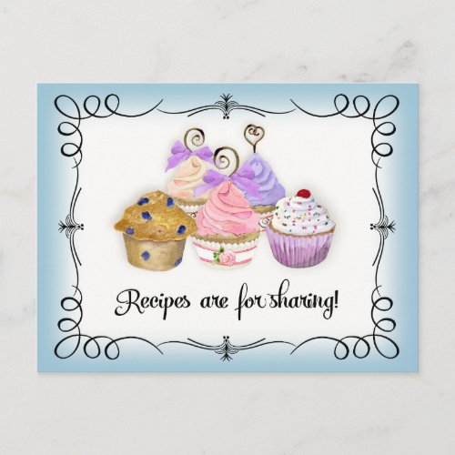 Bridal Shower Recipe Card Desserts Scrolls Retro