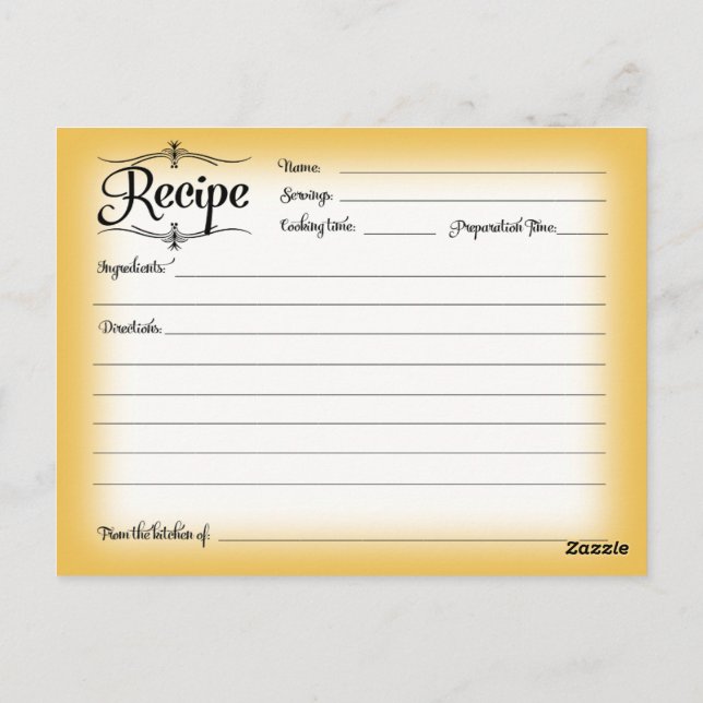 Bridal Shower Recipe Card Desserts Scrolls Retro (Back)