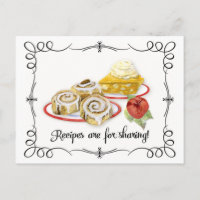 Bridal Shower Recipe Card Desserts Scrolls Retro