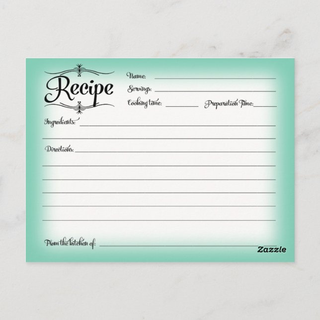 Bridal Shower Recipe Card Desserts Scrolls Retro (Back)