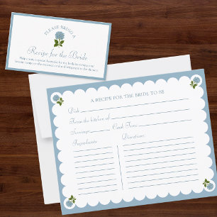 Bridal Shower Recipe Card Dusty Blue Floral