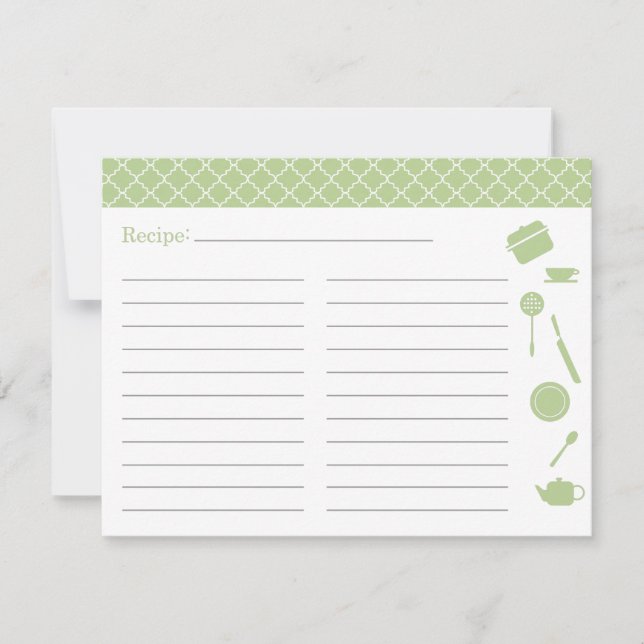 Bridal Shower Recipe Card - Green (Front)