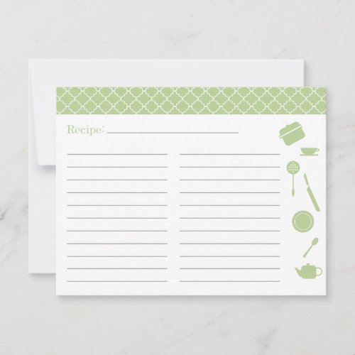 Bridal Shower Recipe Card - Green Invitation