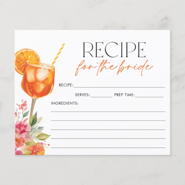 Bridal Shower Recipe Card Love at First Spritz (Front)