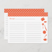 Bridal Shower Recipe Card - Orange (Front/Back)