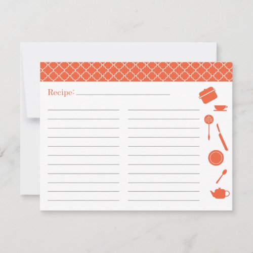 Bridal Shower Recipe Card - Orange Announcements