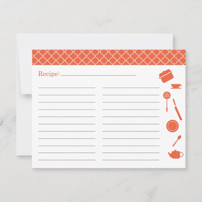 Bridal Shower Recipe Card - Orange (Front)