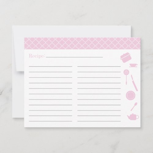 Bridal Shower Recipe Card - Pink Custom Invitations