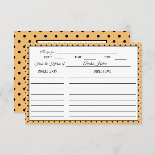 Bridal Shower Recipe Card Polka Dot Buff Beige