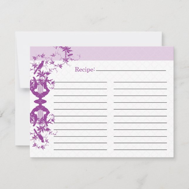 Bridal Shower Recipe Card - Purple (Front)