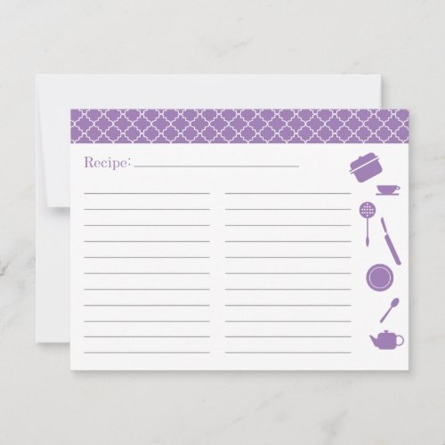 Bridal Shower Recipe Card - Purple Personalized Invitation
