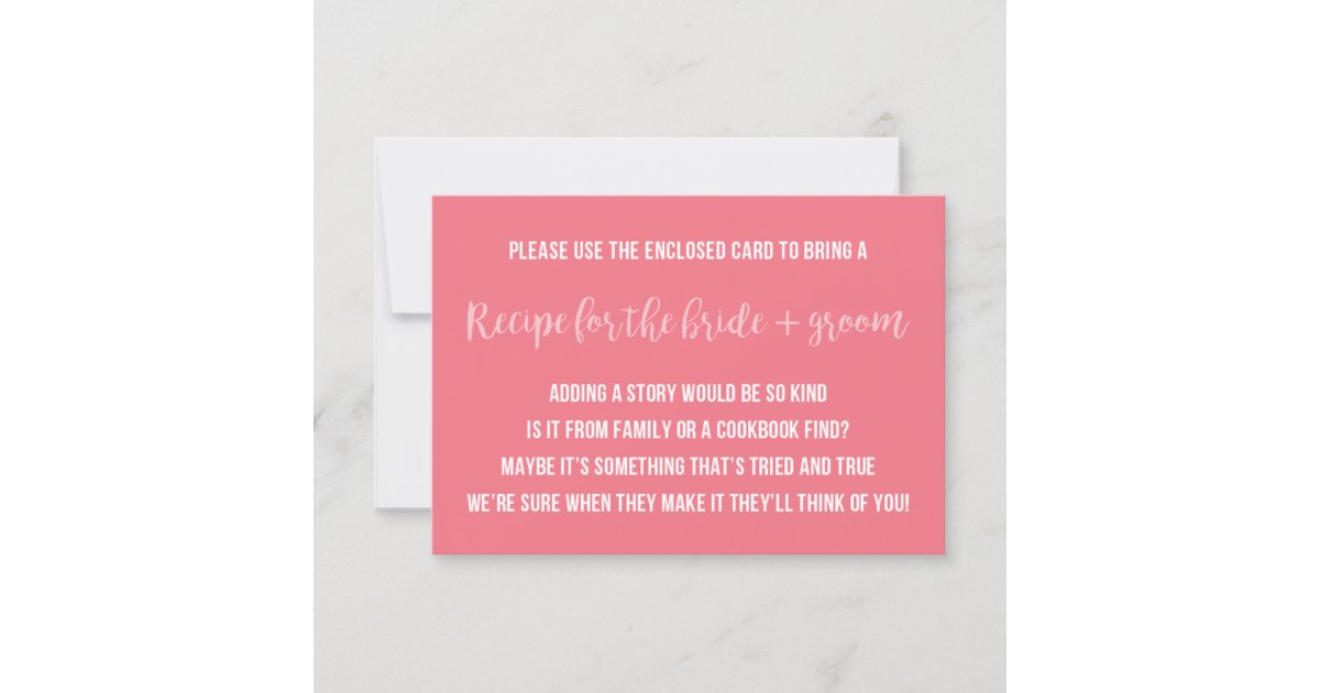 Bridal Shower Recipe Card Saying Invitation Insert Zazzle