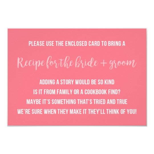 Bridal Shower Recipe Card Saying Invitation Insert ...