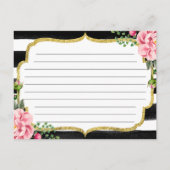 Bridal Shower Recipe Card Watercolor Floral Stripe (Back)